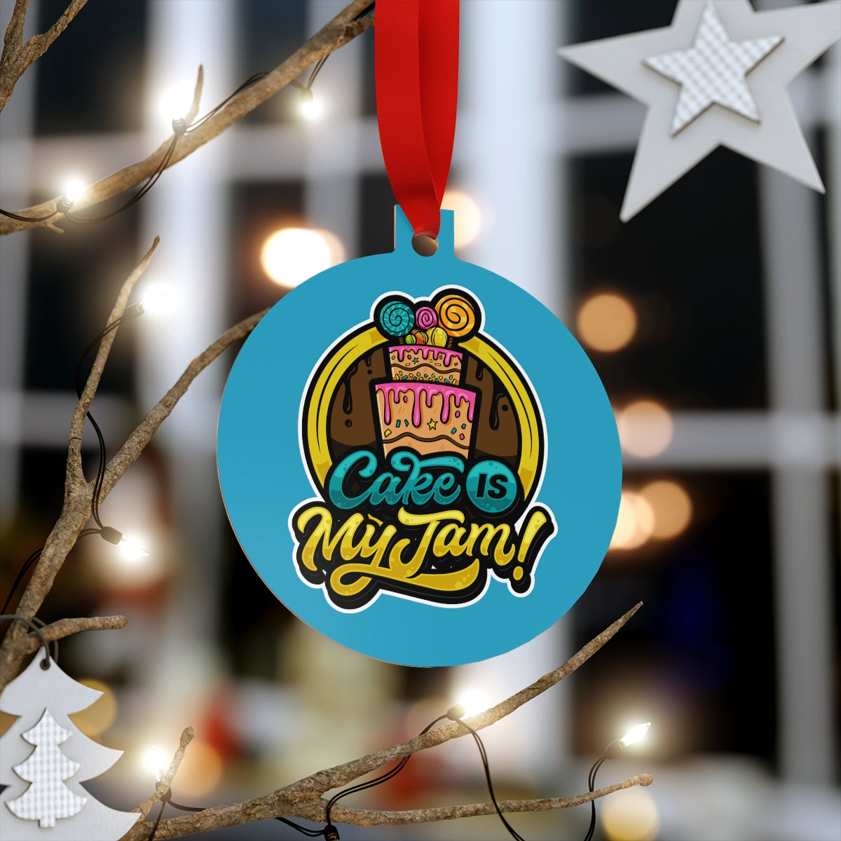 Cake is My Jam! Metallic Ornaments (Round, Berlin)