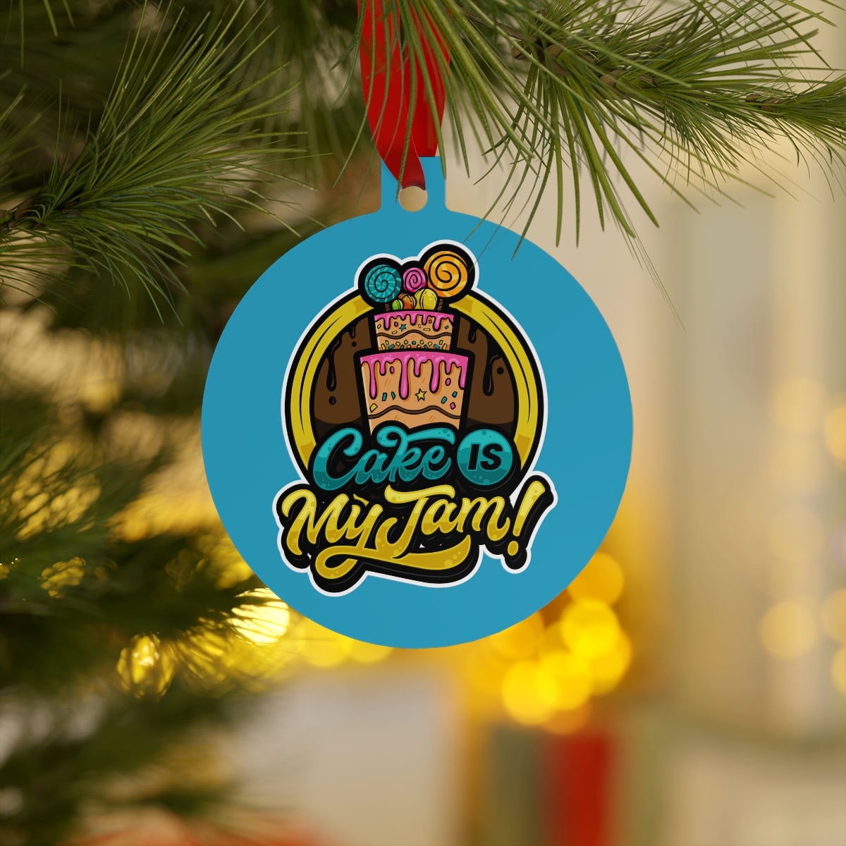 Cake is My Jam! Metallic Ornaments (Round, Berlin)