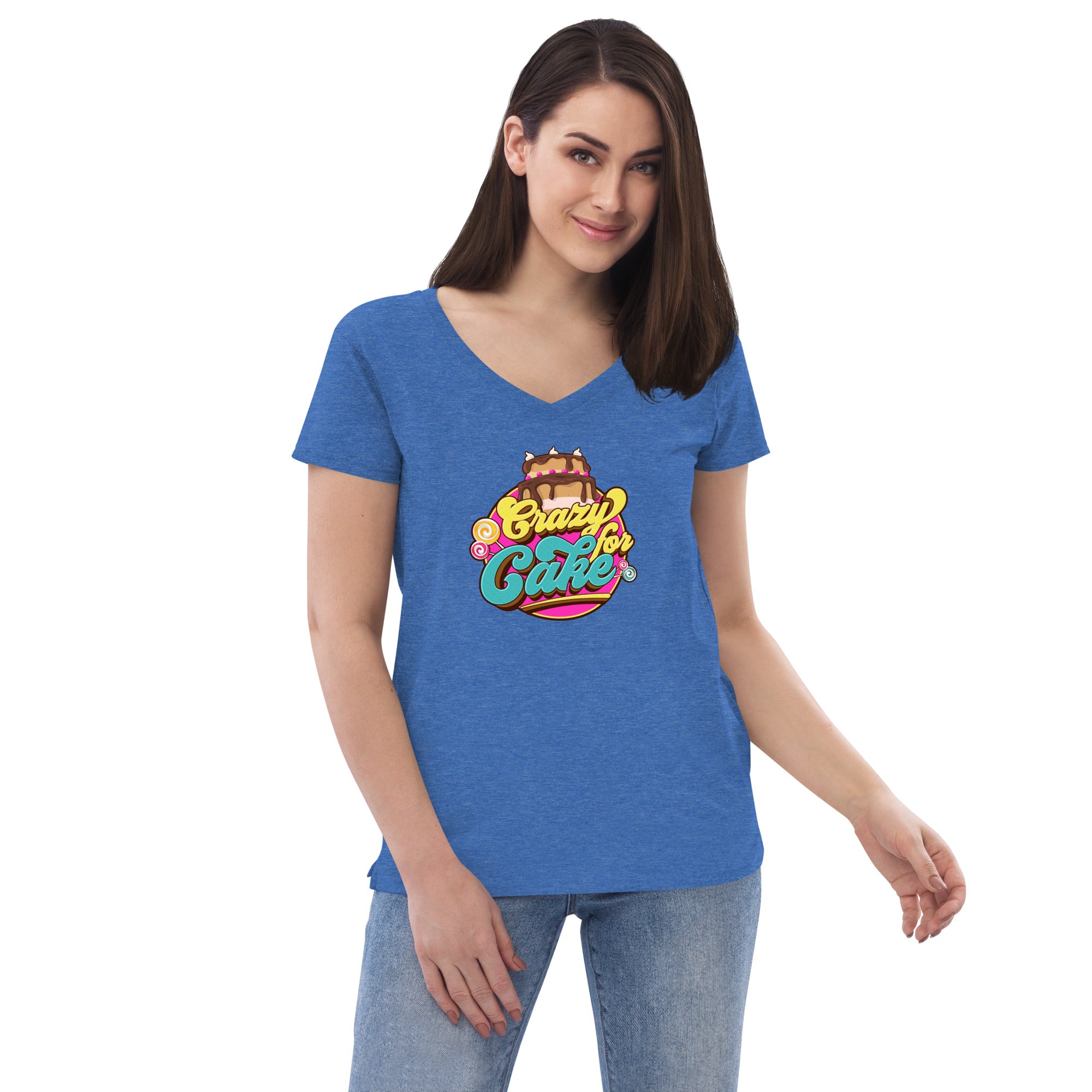 Crazy for Cake Women’s recycled v-neck t-shirt