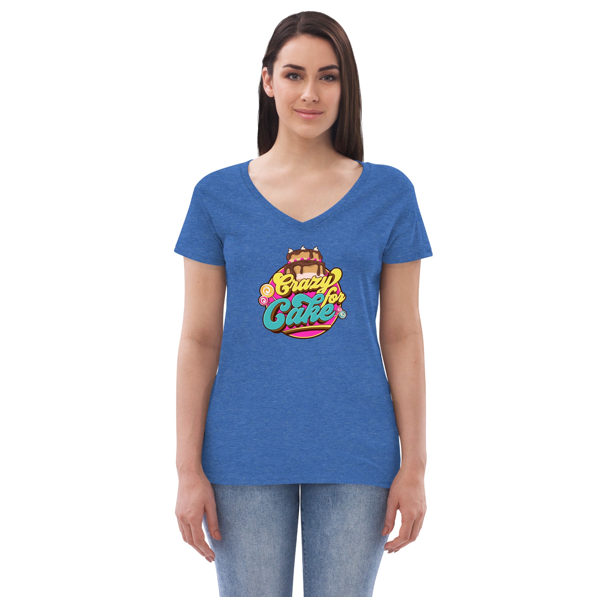 Crazy for Cake Women’s recycled v-neck t-shirt