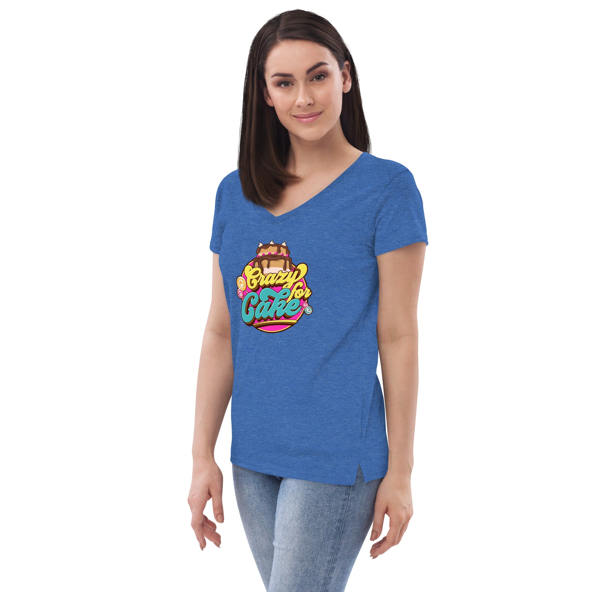 Crazy for Cake Women’s recycled v-neck t-shirt
