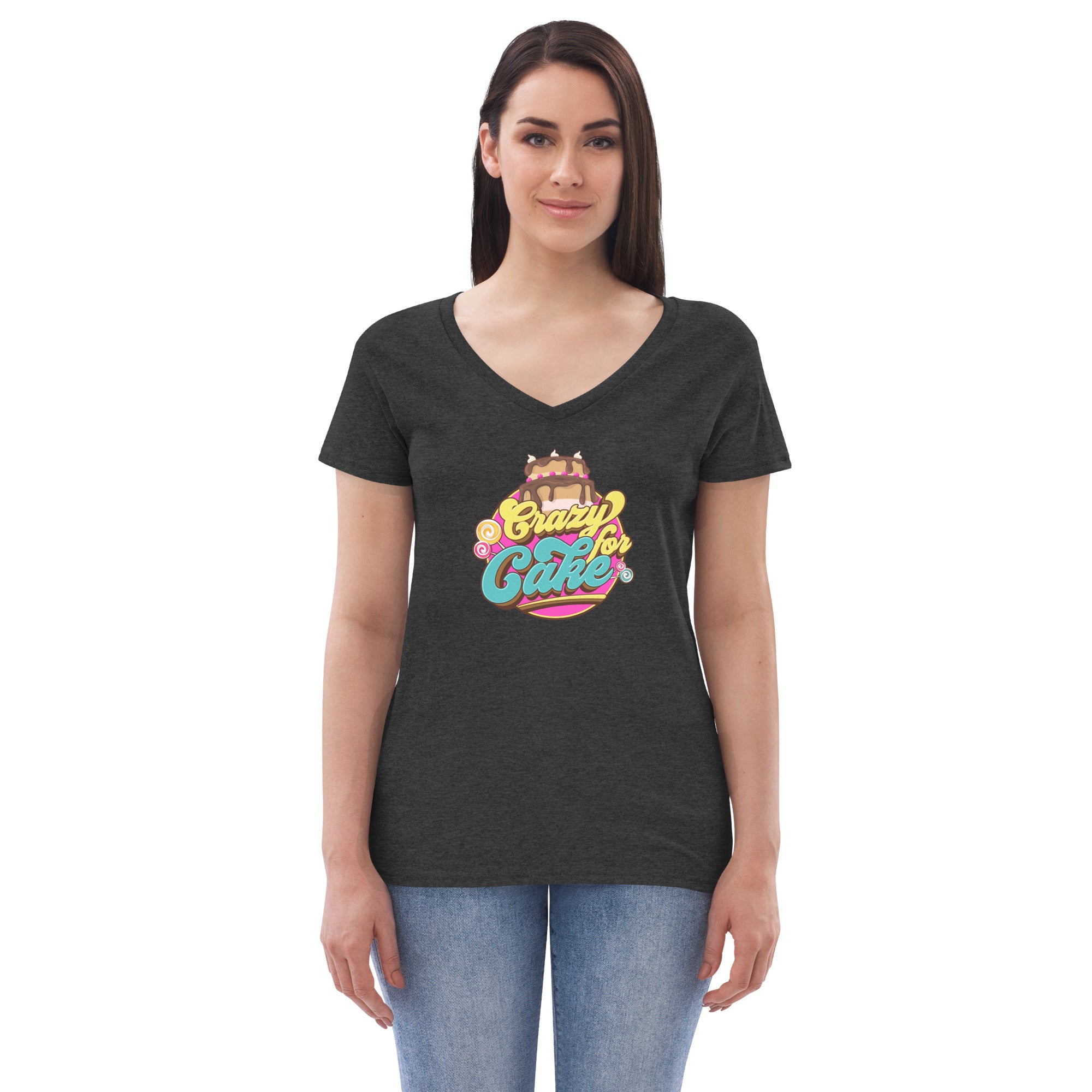 Crazy for Cake Women’s recycled v-neck t-shirt