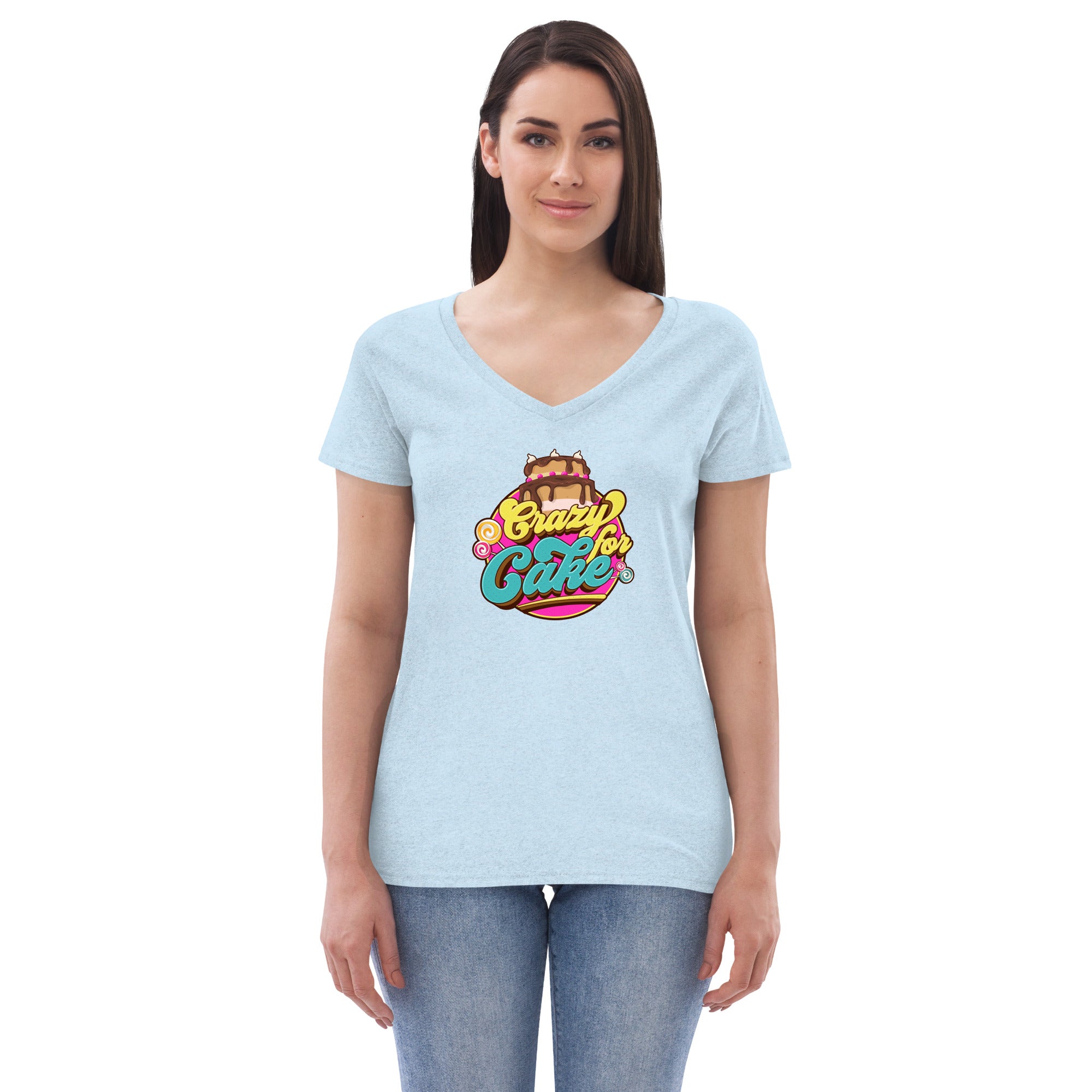 Crazy for Cake Women’s recycled v-neck t-shirt