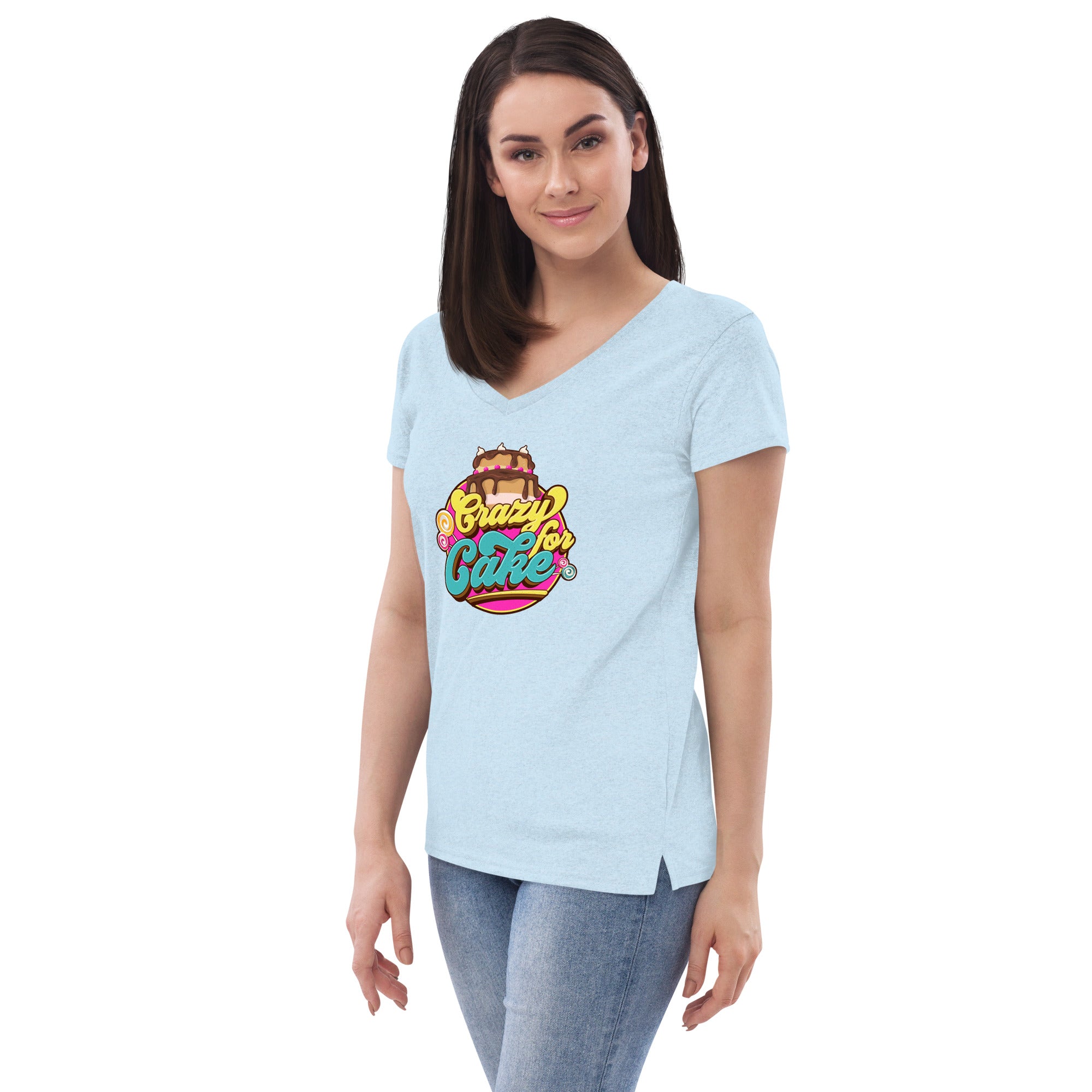 Crazy for Cake Women’s recycled v-neck t-shirt