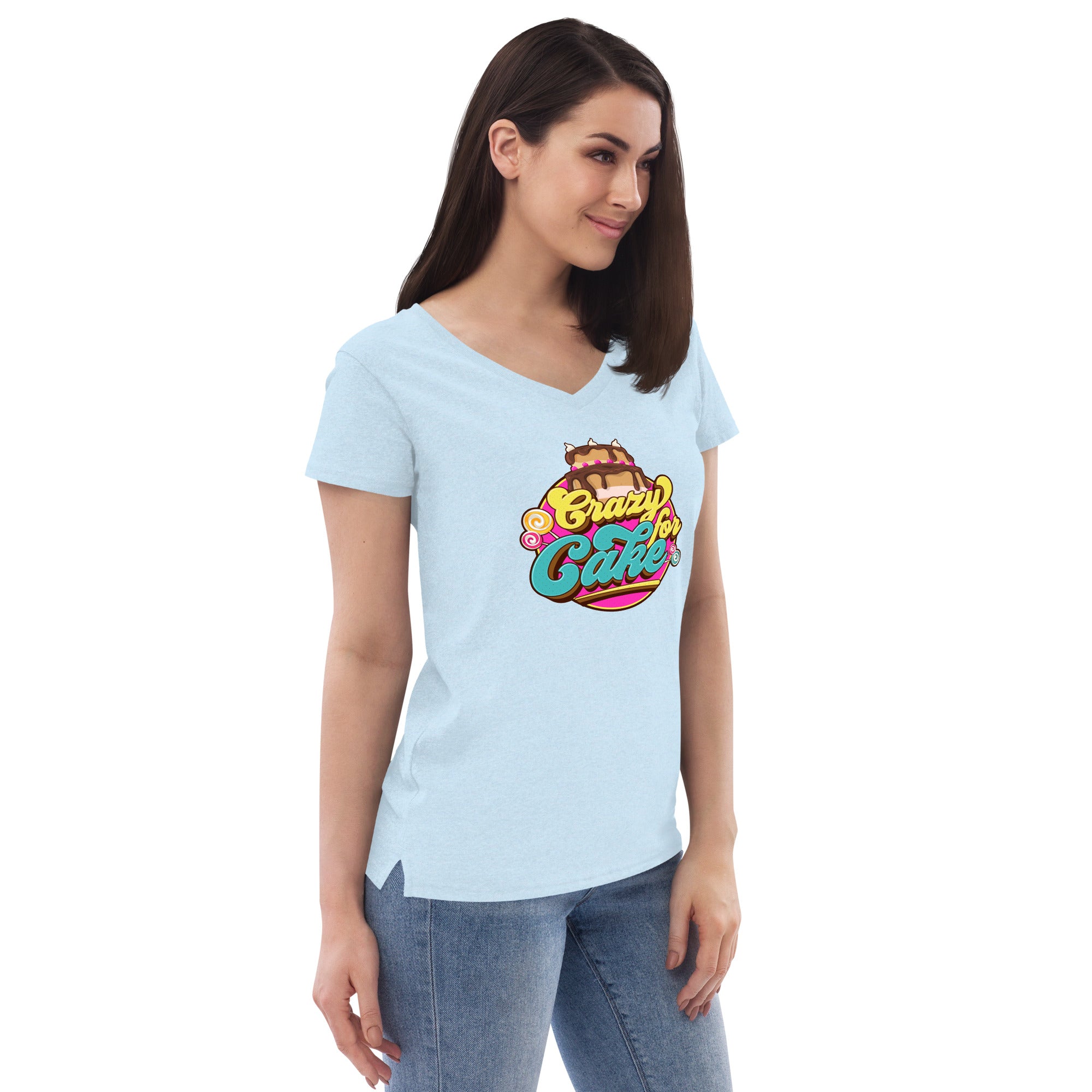 Crazy for Cake Women’s recycled v-neck t-shirt