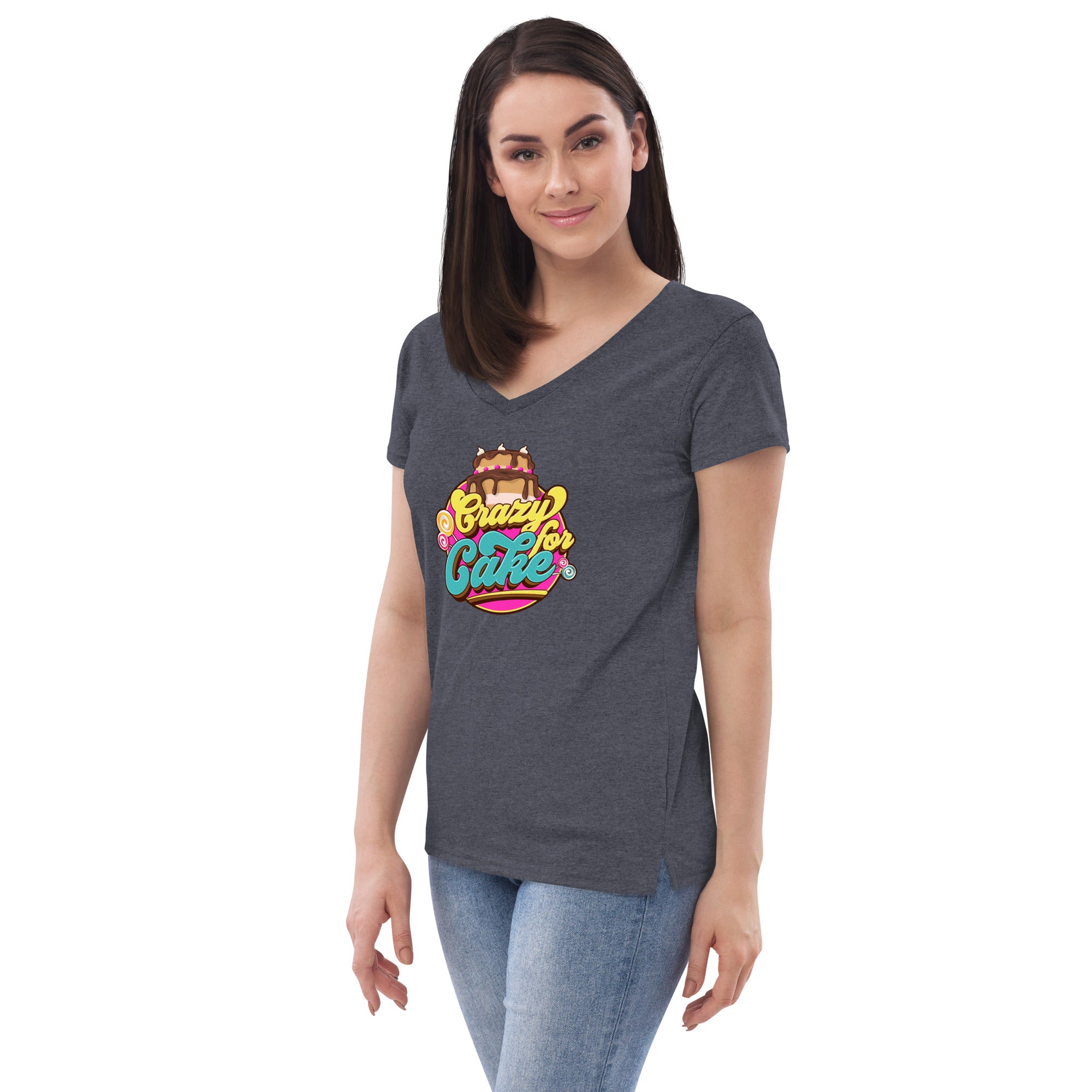 Crazy for Cake Women’s recycled v-neck t-shirt