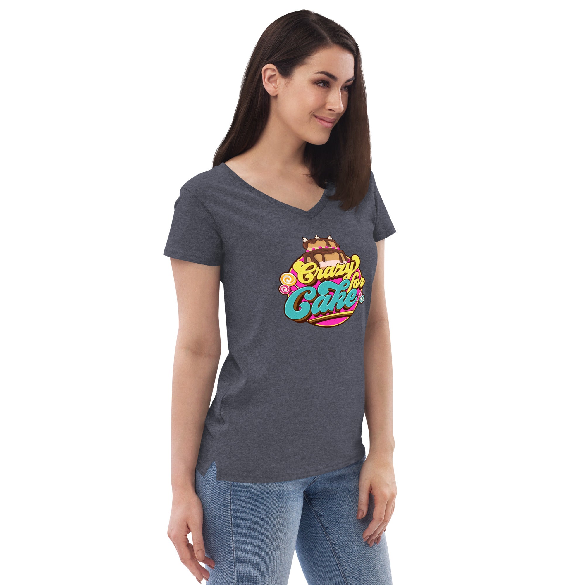 Crazy for Cake Women’s recycled v-neck t-shirt