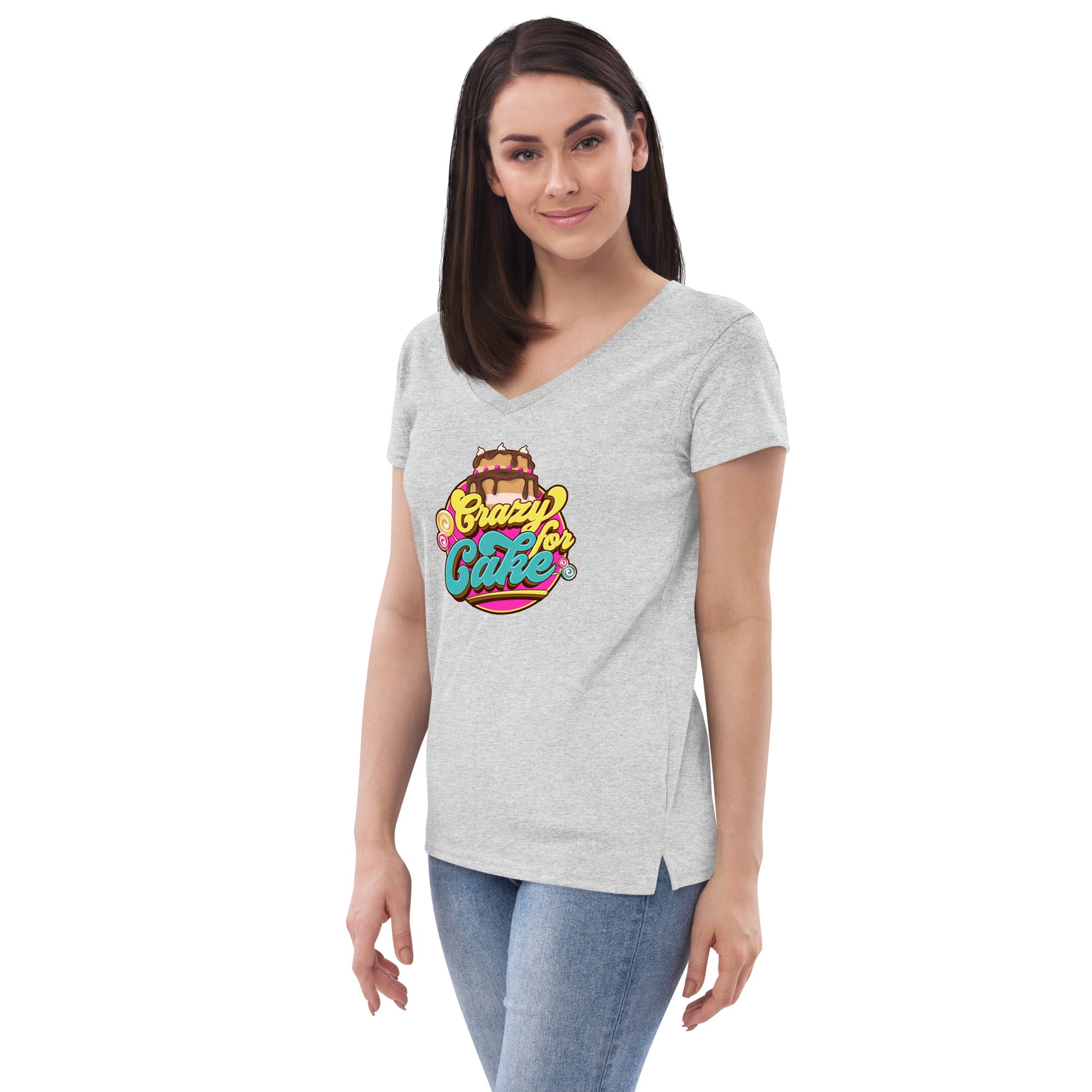 Crazy for Cake Women’s recycled v-neck t-shirt