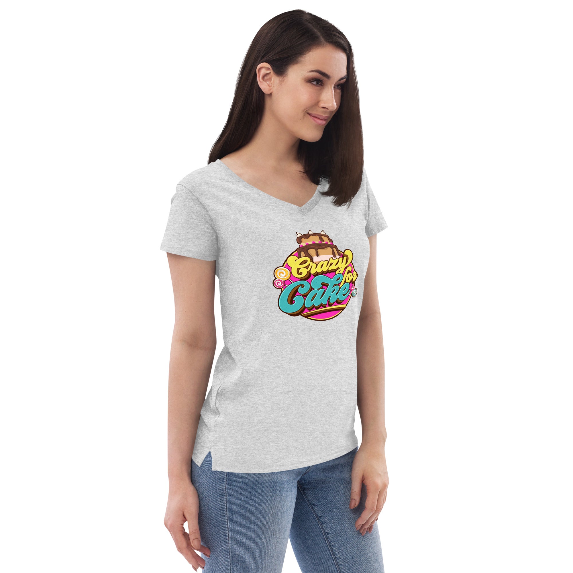 Crazy for Cake Women’s recycled v-neck t-shirt